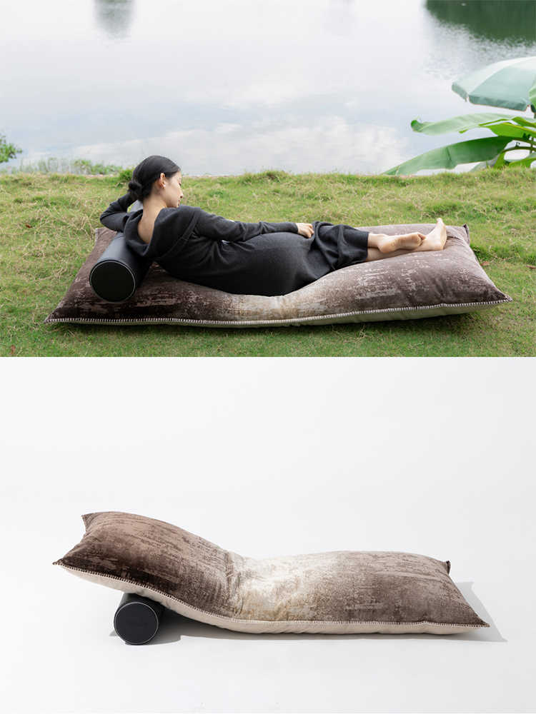 Hermes Desert Gradient Floor Lounger with Bolster Pillow, Japanese-Style Lazy Sofa Cushion Set for Window Seat & Reading