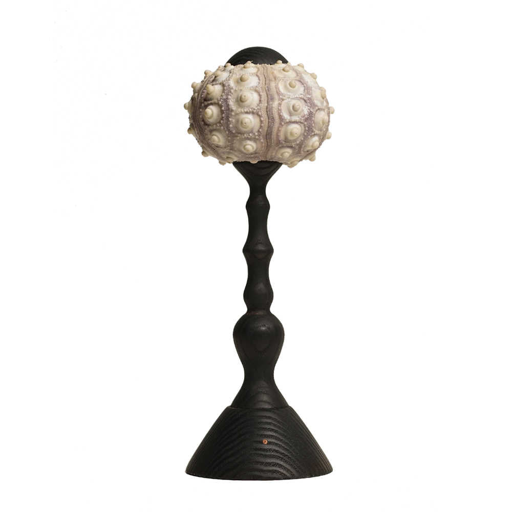Handmade Sea Urchin Table Lamp, USB Rechargeable Black Wood Ambient Light, Touch Dimmable Modern Vintage Night Light for Bedroom, Living Room, Gifts