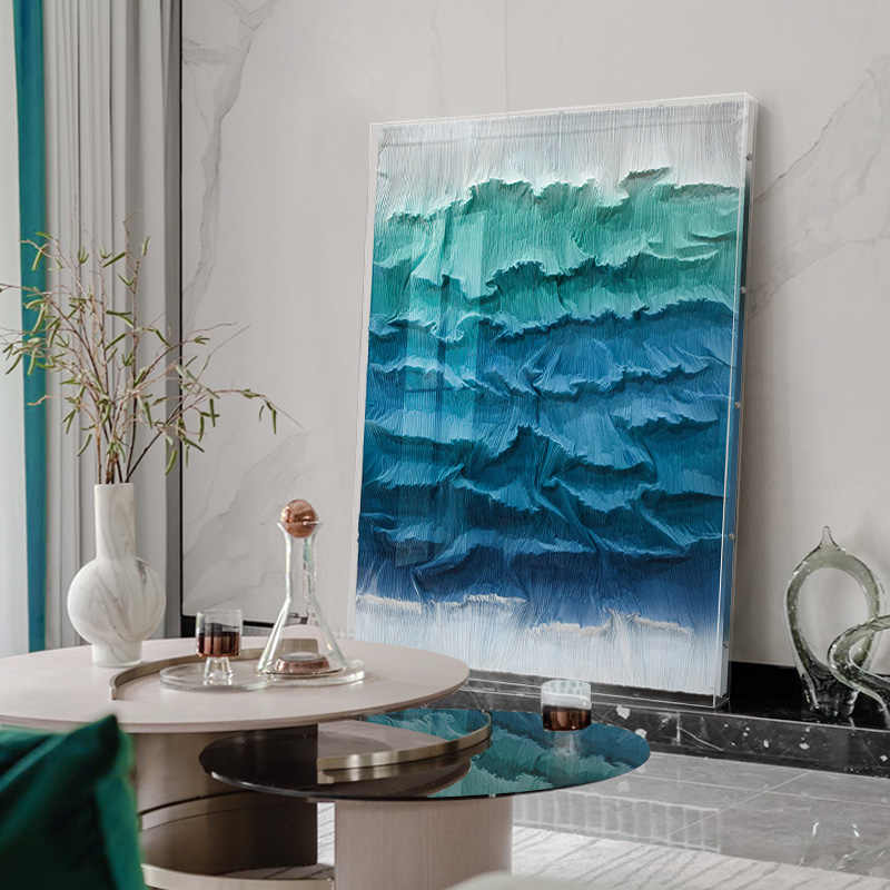 Luxury Modern 3D Acrylic Textile Wall Art – Large Atmospheric Living Room & Hallway Decor, Handmade Install Piece