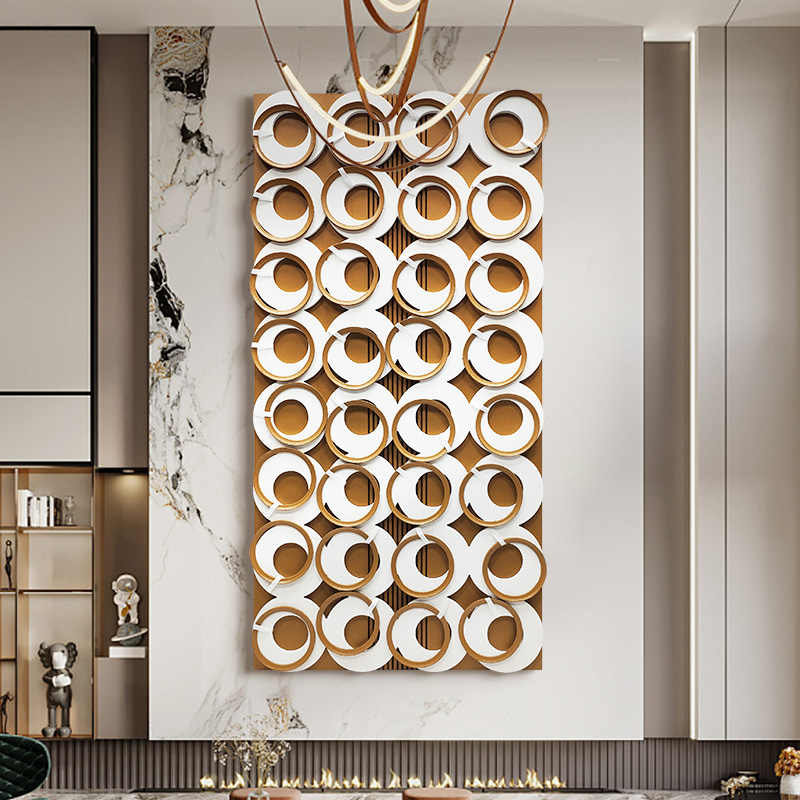 Luxury Modern Circular 3D Wood Relief Wall Art, Handcrafted Large Abstract Geometric Sculpture for Entryway, Villa, or Living Room, Unframed