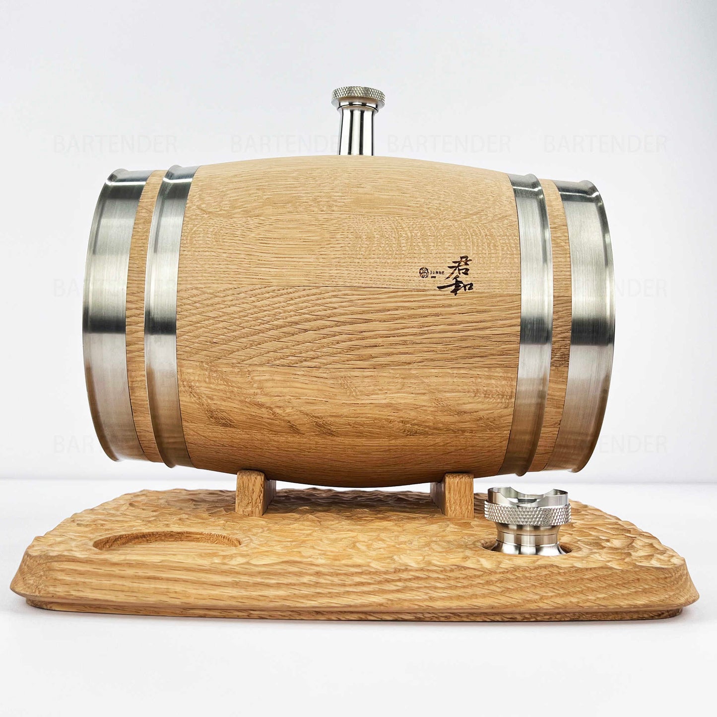 Oak Barrel 3L Whiskey & Cocktail Aging Barrel, Natural Solid Oak Wine Barrel with Metal Rings, Single Pack