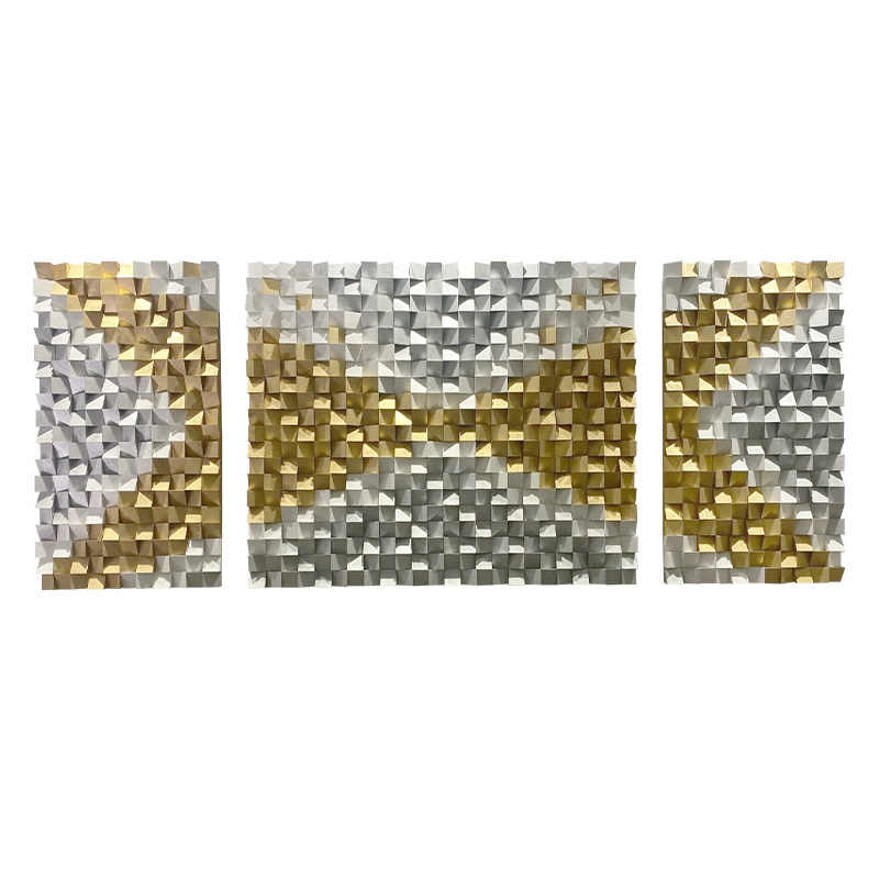 Luxury Modern 3D Wood Mosaic Wall Art Triptych, Large Handcrafted Pine Decorative Panels for Living Room Sofa and Bedroom, Unframed Set