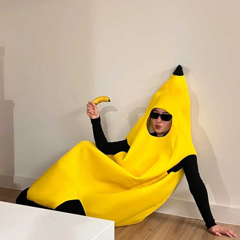 Funny Giant Banana Costume – Universal Adult Unisex Cosplay Fruit Suit for Halloween, Performance & Prank