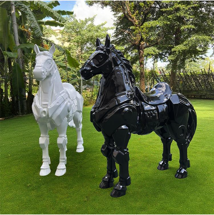Large White Fiberglass Horse Sculpture, Modern 6ft Decorative Animal Art for Hotel Lobby, Restaurant, Showroom & Event Display