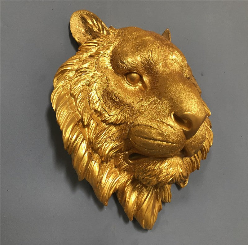 Gold Tiger Zodiac Animal Head Wall Decor, Sculpture for Entryway, Living Room, Bar, Indoor/Outdoor
