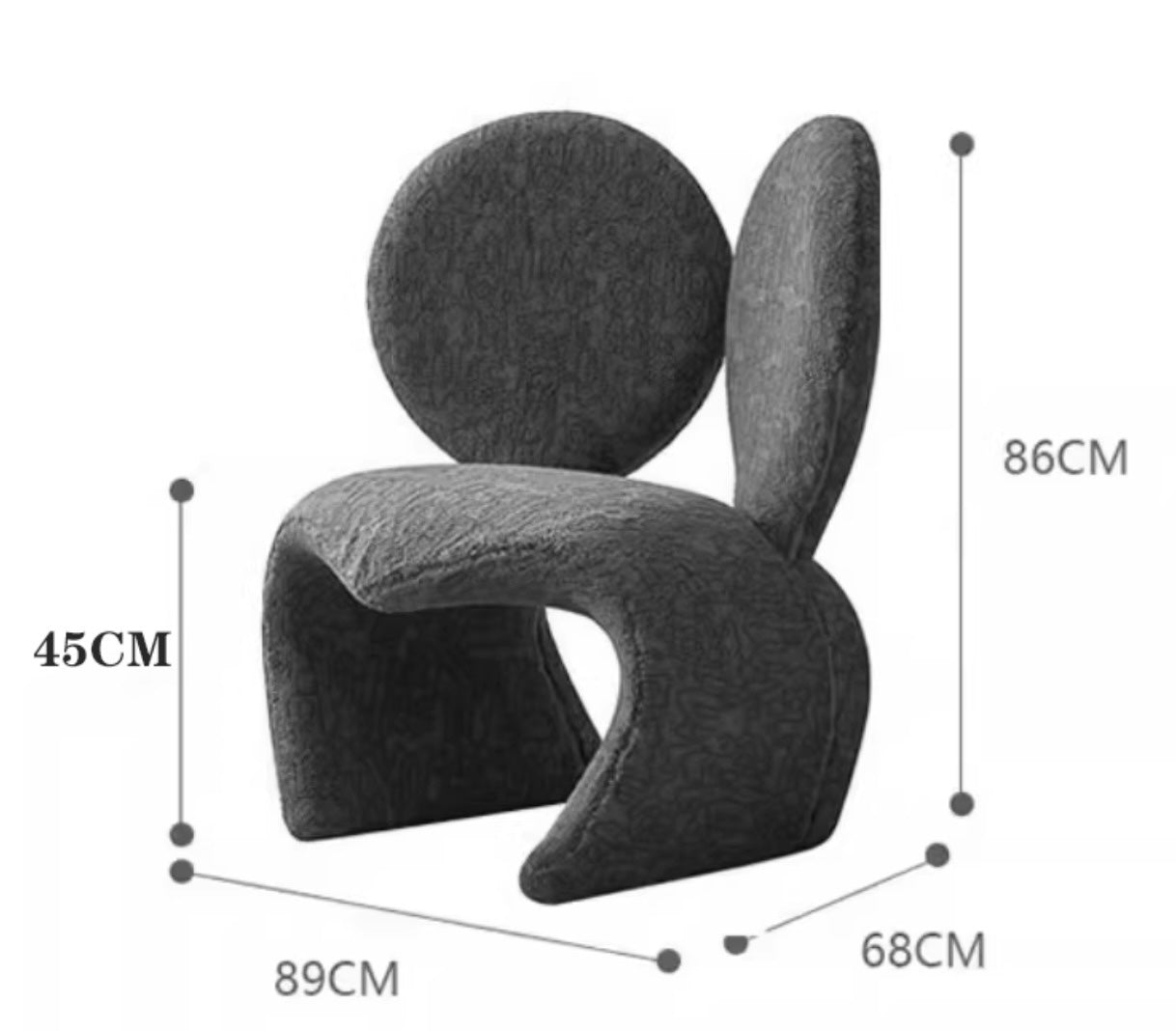 Designer Sculptural Accent Chair – Luxury Modern Vanity Stool with Unique Curved Design, Contemporary Art Furniture for Bedroom, Dressing Room, Living Room