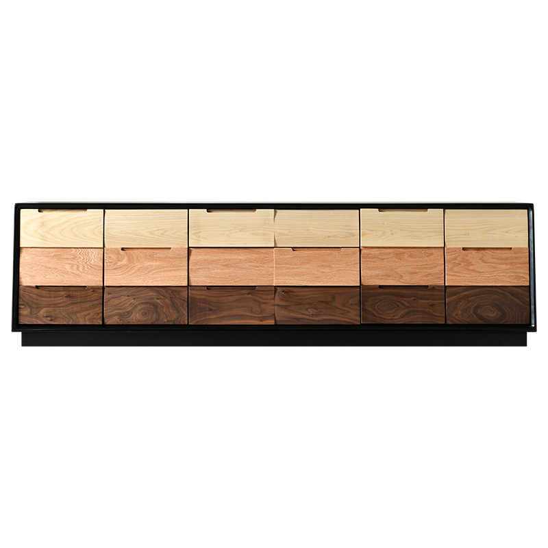 Tall Modern Black Walnut TV Stand, Multi-Drawer Storage Cabinet for Small Spaces, North American Minimalist Media Console