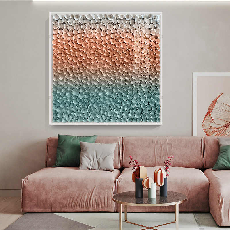 Modern 3D Wooden Floral Gradient Wall Art, Luxury Acrylic Box Framed Decorative Panel, Sofa Backdrop, Entryway & Living Room