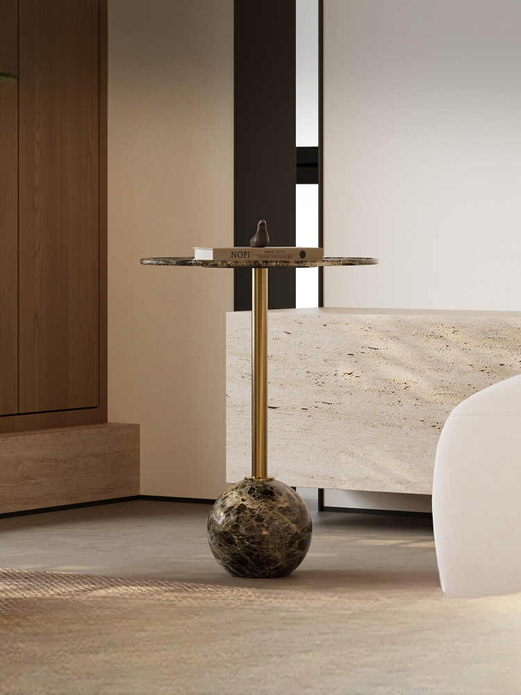 Luxury Modern Marble Side Table, High-End Designer Round Corner Table for Sample Room, Minimalist Accent Table