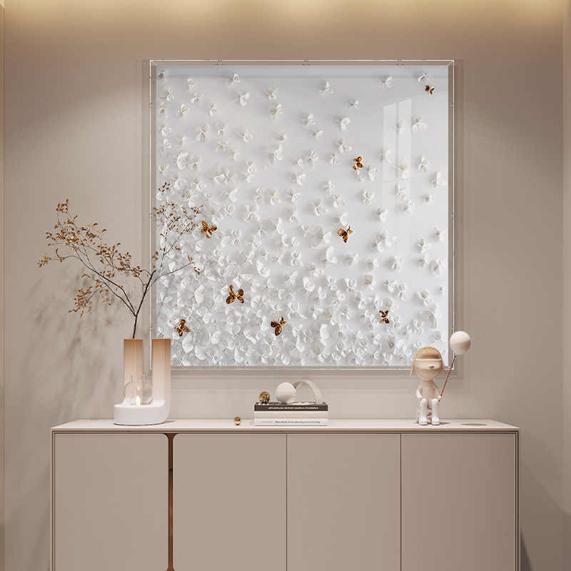 Modern Light-Luxury 3D Leather Butterfly Wall Art – High-End Handmade Acrylic Living Room, Entryway, Bedroom Panel