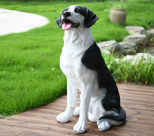 Large Black & White Labrador Retriever Statue, Realistic Sitting Dog Sculpture – Outdoor Garden, Lawn, Patio, Entryway Decor