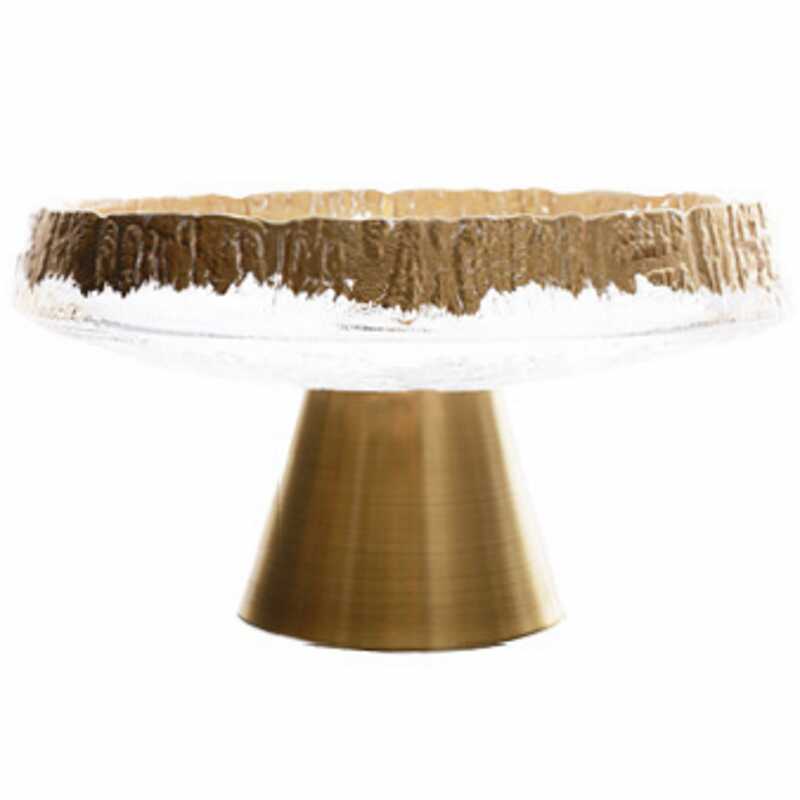 Luxury Gold Foil Glass Fruit Tray Set, Modern High-Foot Snack Organizer, Decorative Copper Base Display Bowls for Home & Countertop