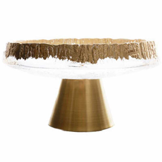 Luxury Gold Foil Glass Fruit Tray Set, Modern High-Foot Snack Organizer, Decorative Copper Base Display Bowls for Home & Countertop