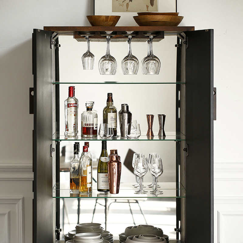 Authentic UK Root Branch RICO Bar Cabinet, Nordic Retro Design with Geometric Door Pattern, Premium British Import Dining Room Storage