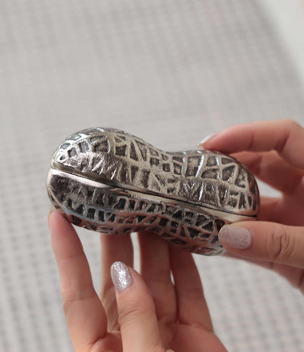 Aluminum Peanut Storage Box, Modern Decorative Organizer for Jewelry & Desk, Luxury Art Accent for Living Room & Entryway