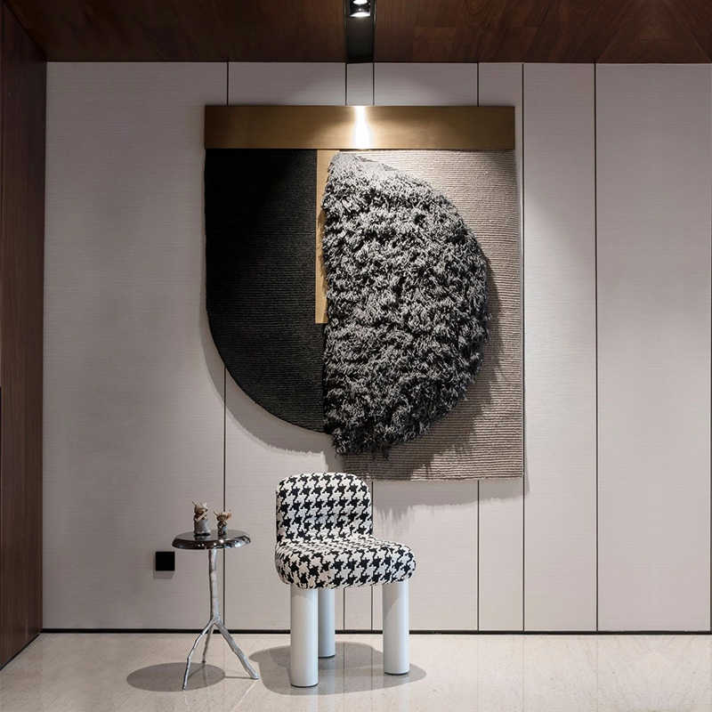 Modern Luxury Geometric 3D Mixed Media Wall Art, Black and Gold Textured Abstract Accent Panel, High-End Living Room Installation