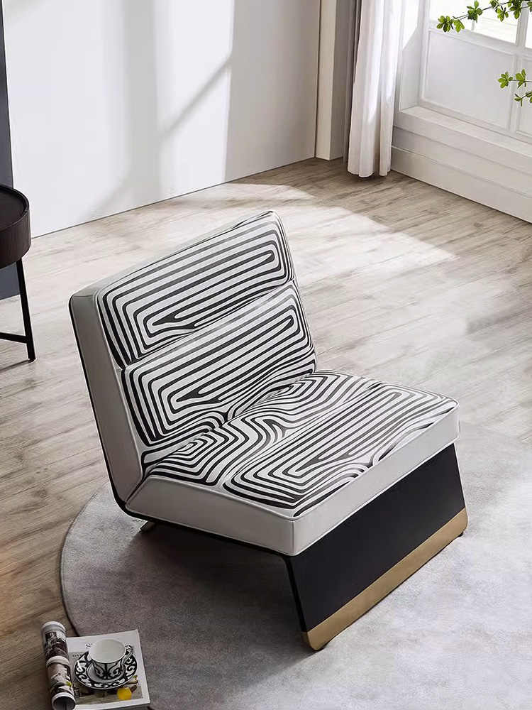 Contemporary Accent Chair – Italian Minimalist Zebra Pattern with Premium Silicone Upholstery & Stainless Steel Base