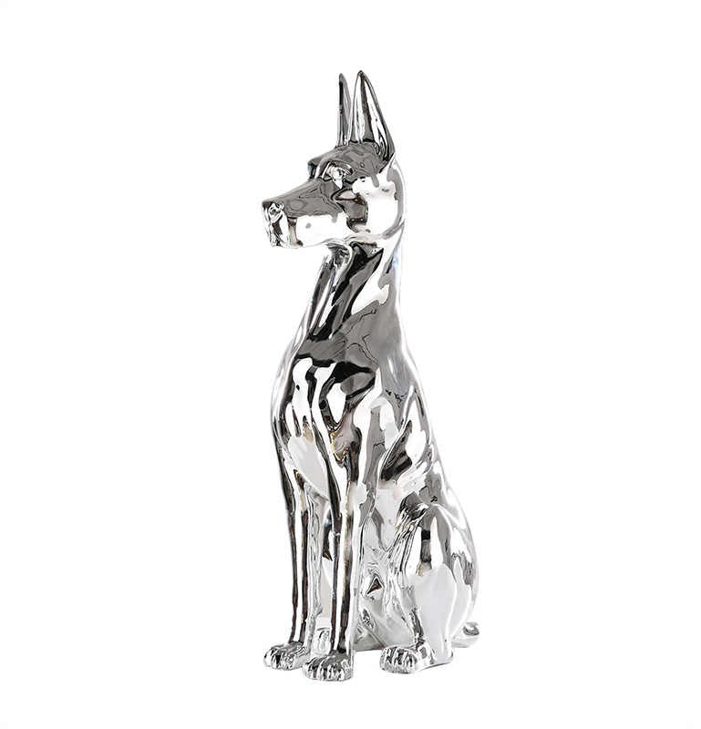 Large Chrome Bulldog Sculpture, Modern Minimalist Decor – Luxury Metallic Dog Statue for TV Stand, Living Room, Entryway Floor Display
