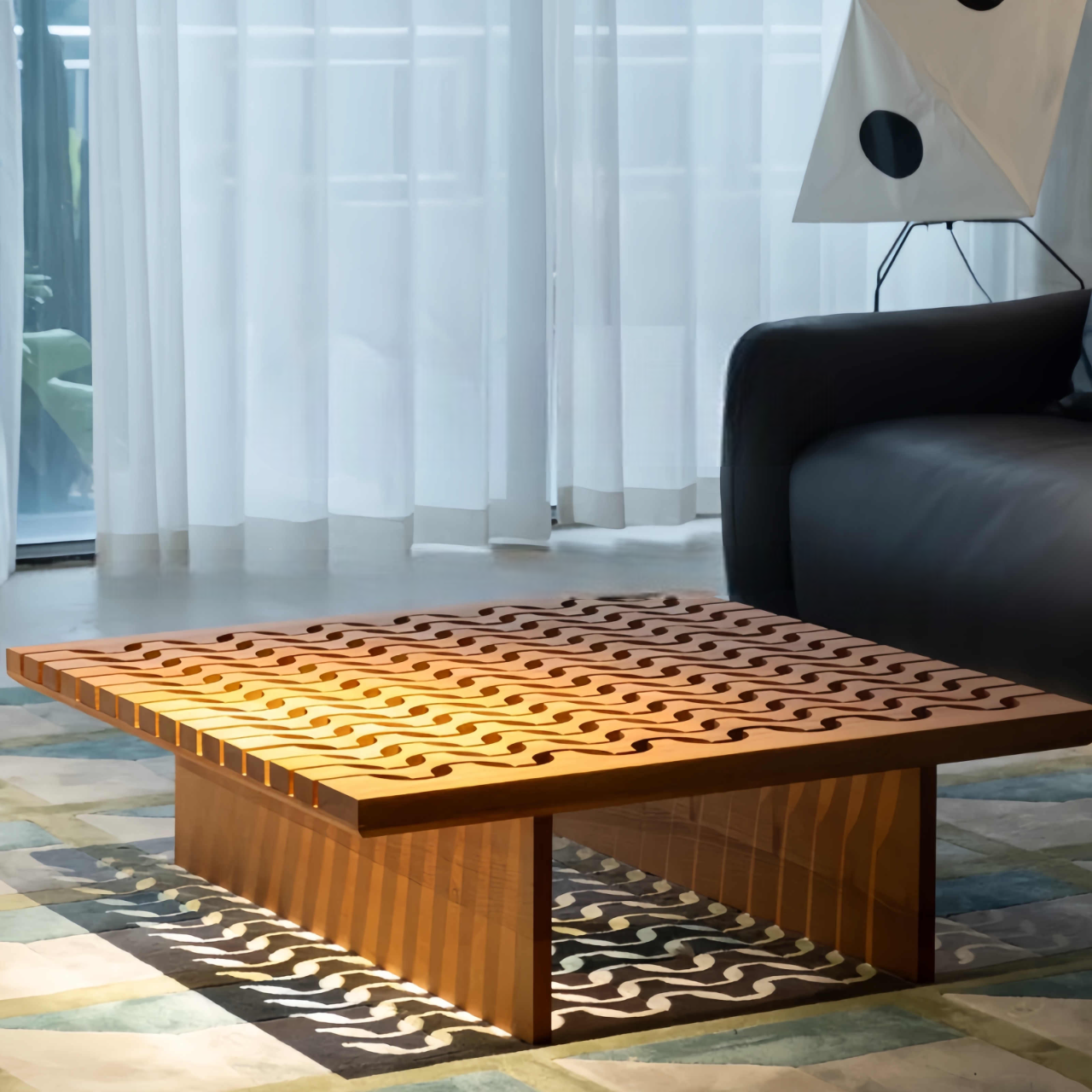 Custom Walnut Solid Wood Square Coffee Table, Modern Retro Designer Tea Table, Handcrafted Low Table for Living Room, Luxury Centerpiece