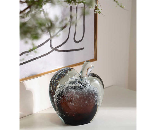 Luxury Glass Apple Art Sculpture, Crystal Gradient Decor for Living Room, Bedroom & Office, Modern Table Ornament