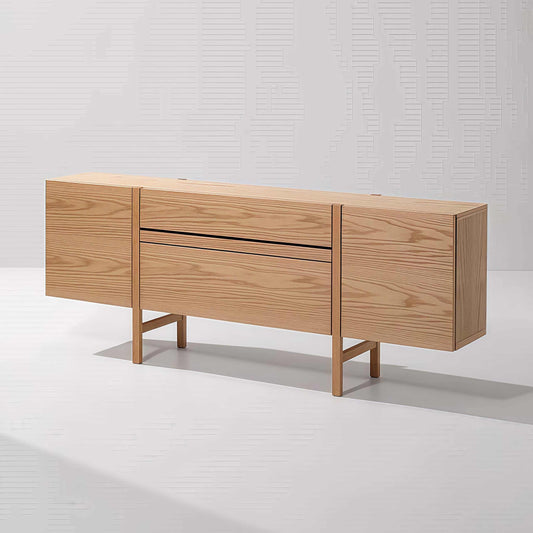 Contemporary Scandinavian Walnut Sideboard – Modern Minimalist Storage Console with Clean Lines, Japanese-Inspired Living Room Furniture
