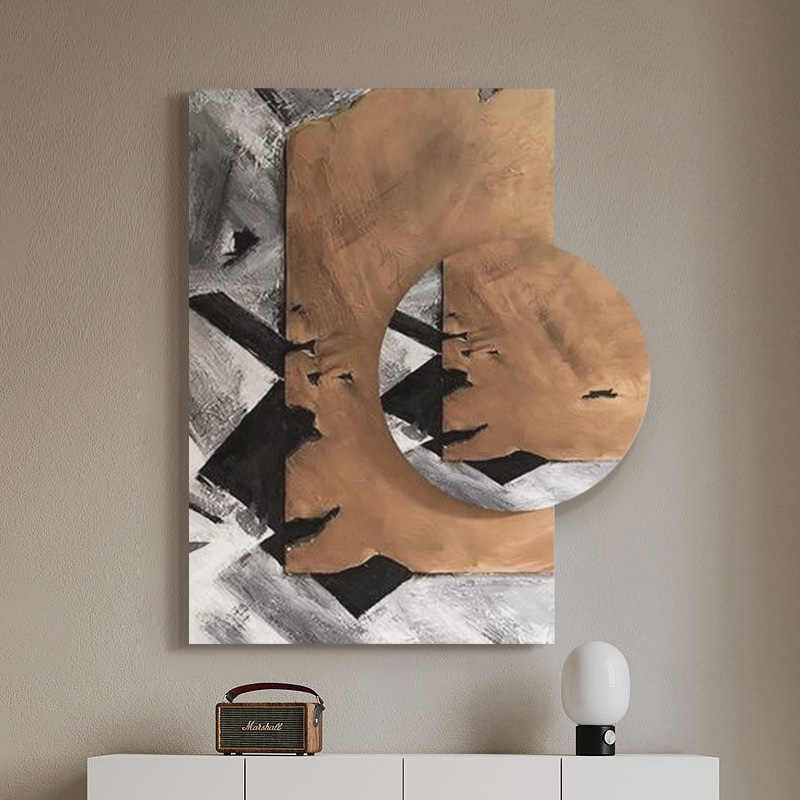 Abstract 3D Relief Wall Art, Hand-Painted Textured Oil Painting, Large Frameless Modern Living Room, Tea House & Hallway Decorative Panel