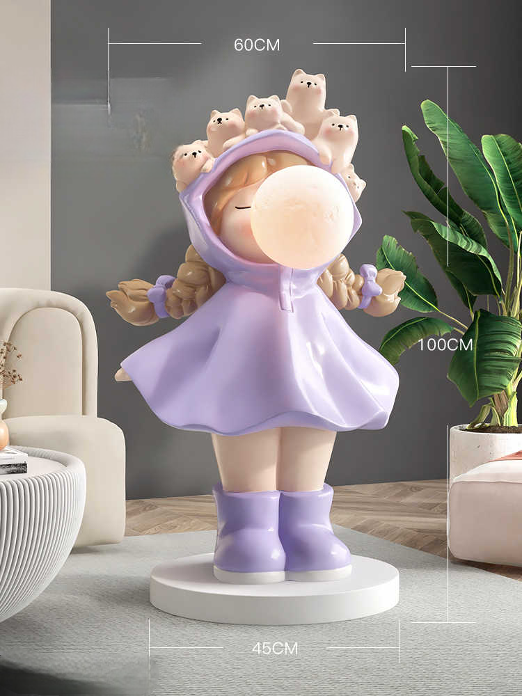 Large Cream Style Girl Floor Lamp Statue – Modern Living Room Decor, TV Cabinet, Bedside, Housewarming/New Year Gift