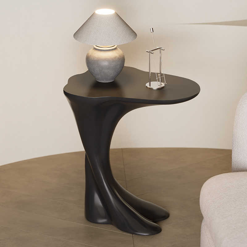 Modern Sculptural Waltz Side Table – Contemporary Art-Inspired End Table, Curved Black Accent Table, Designer Living Room Furniture for Sofa, Bedroom, Office