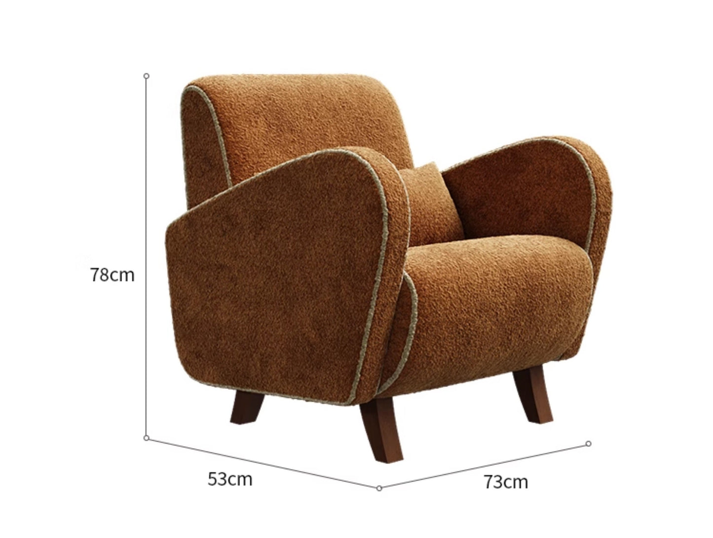 Mid-Century Vintage Chenille Lazy Lounge Chair – Retro Cozy Accent Armchair for Small Apartment, Living Room & Bedroom