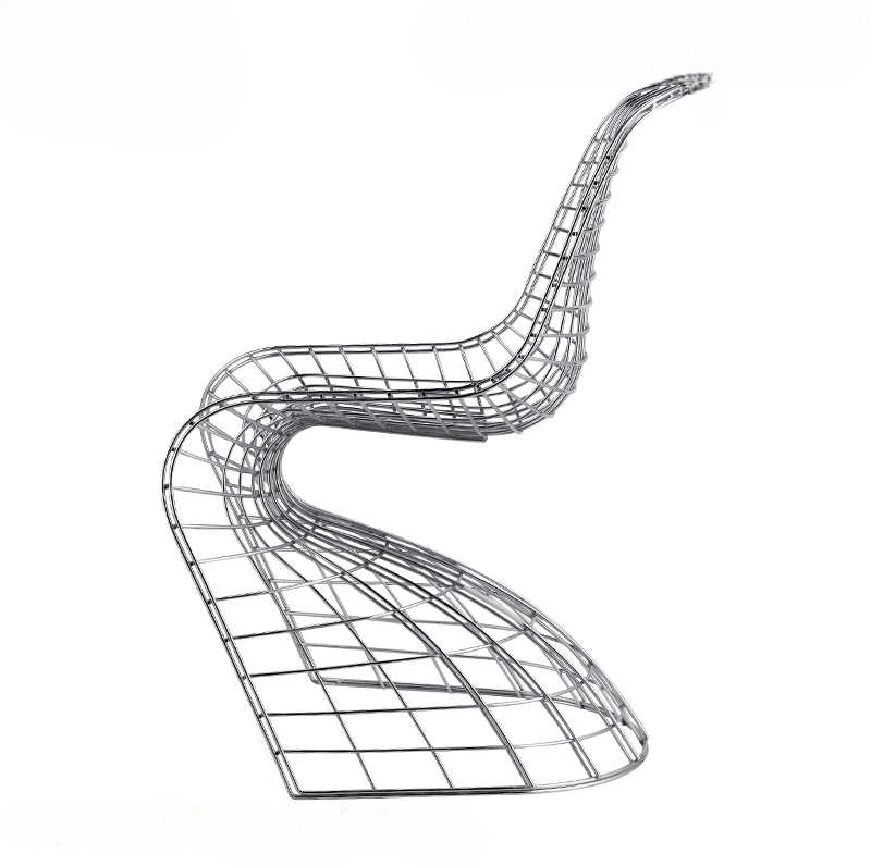 Modern Minimalist Steel Wire Dining Chair for Indoor and Outdoor Use, Contemporary Swerve Design – Black or White Powder Coated Finish