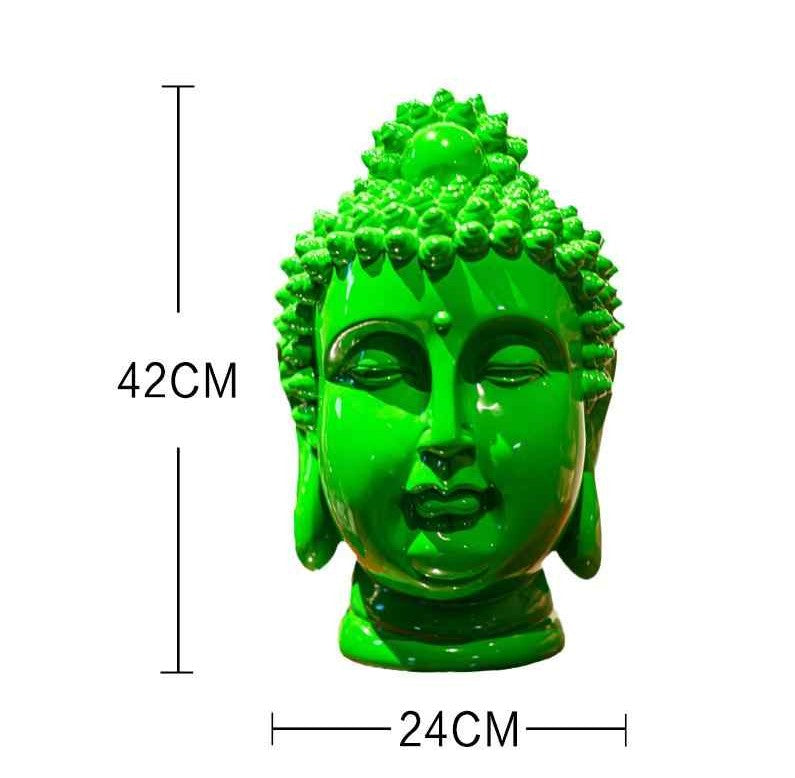 Colorful Fiberglass Buddha Head Sculpture – Modern Painted Art Figurine for Living Room, Bedroom & Entryway Display