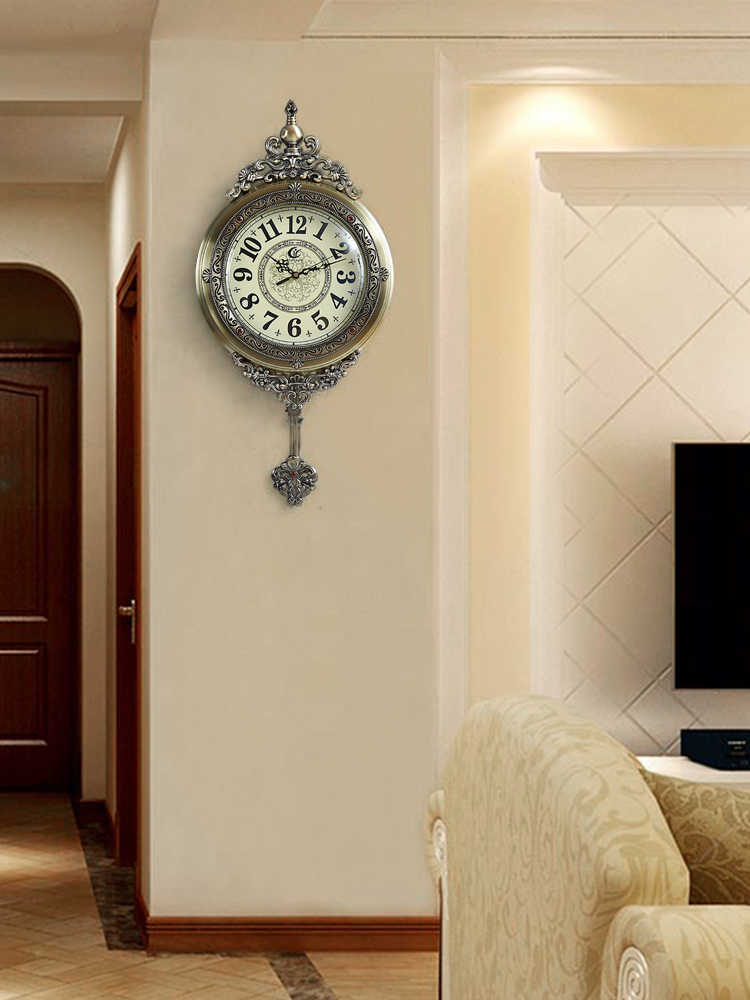 Retro Luxury Wall Clock – Grand Decorative Living Room Pendulum Wall Clock