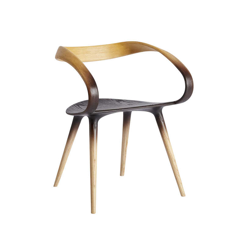 Mimi Village Designer Curved Wood Armrest Chair, Vintage Solid Wood Luxury Dining & Accent Chair