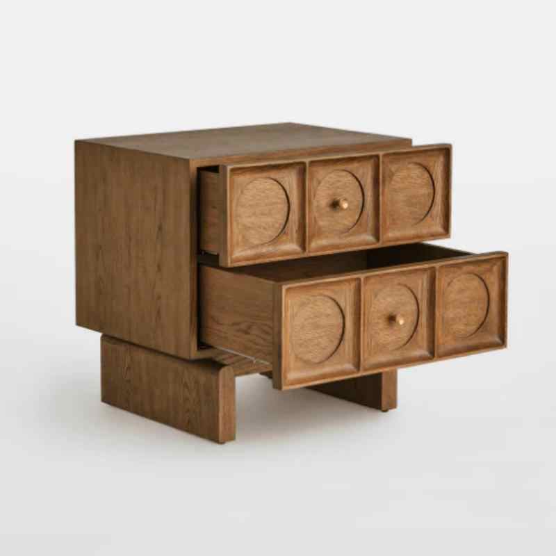 Vintage Oak Bedside Nightstand, Minimalist Modern Solid Wood Drawer Cabinet, Retro Bedside Table – Pre-Assembled