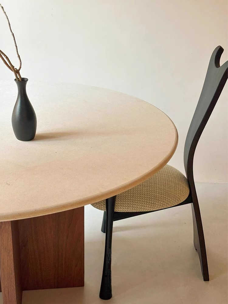Vintage Designer Black Dining Chair – Modern Artistic Accent Chair, Sculptural Backrest for Living Room, Dining & Office