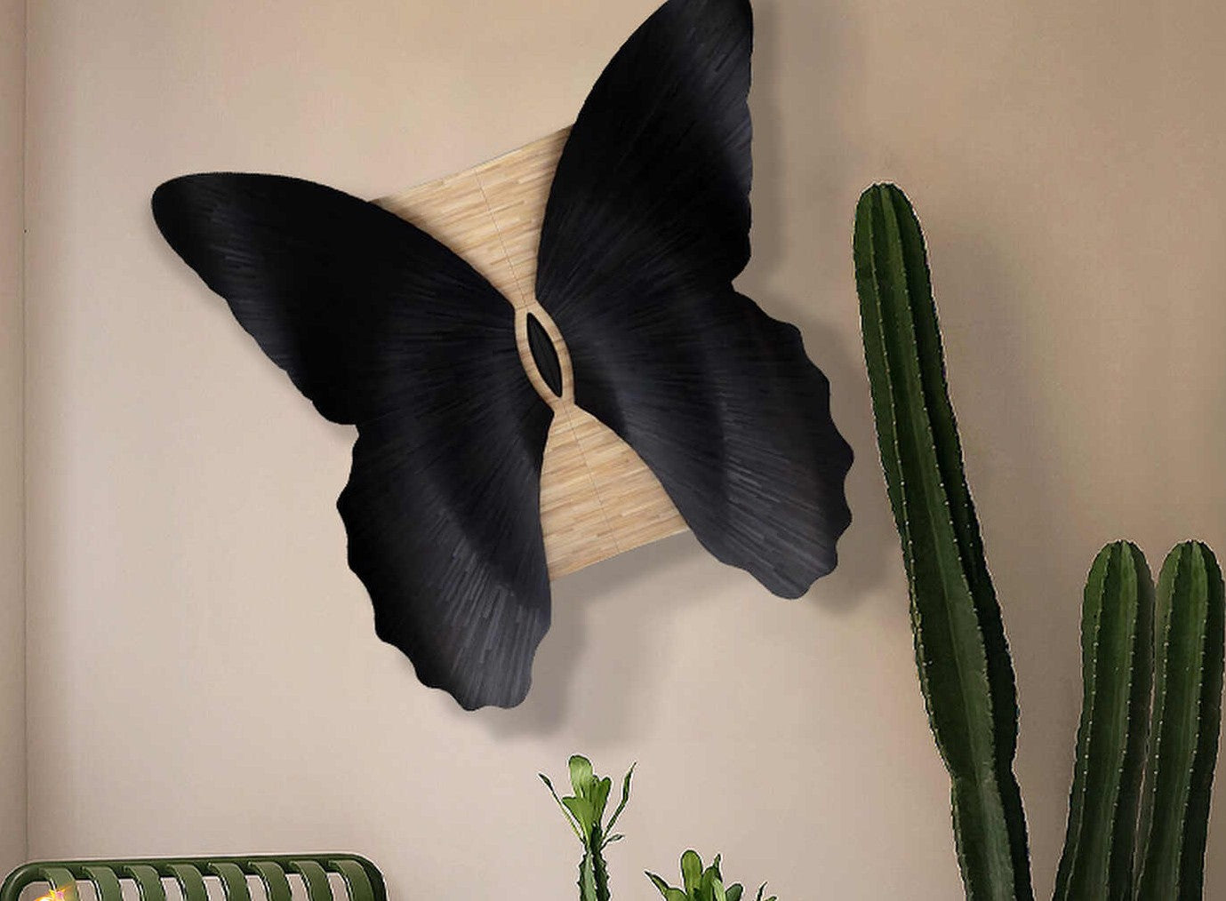 Modern Minimalist 3D Solid Wood Butterfly Wall Art, Real Wood Contemporary Entrance/Living Room Decor – “Butterfly in Love” A Style