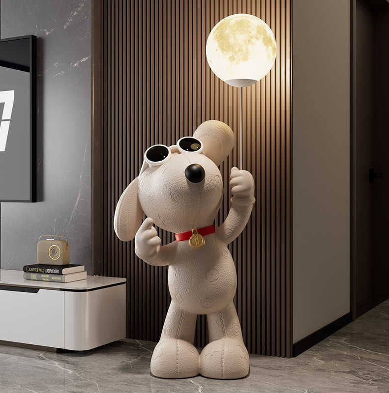 Light-Luxury Beagle Dog Floor Sculpture – High-End Modern Decor for Living Room, Sofa Side, or TV Cabinet