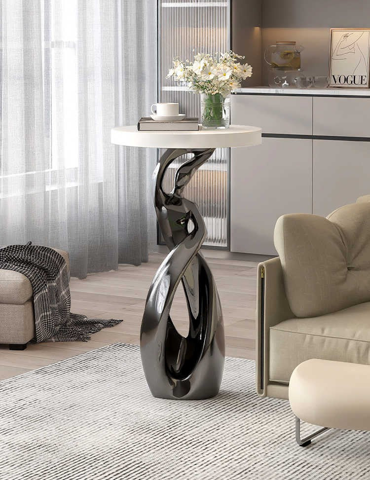 Abstract Art Luxury Floor Sculpture Table, High-End Decorative Side Table for Living Room, TV Stand & Housewarming Gift