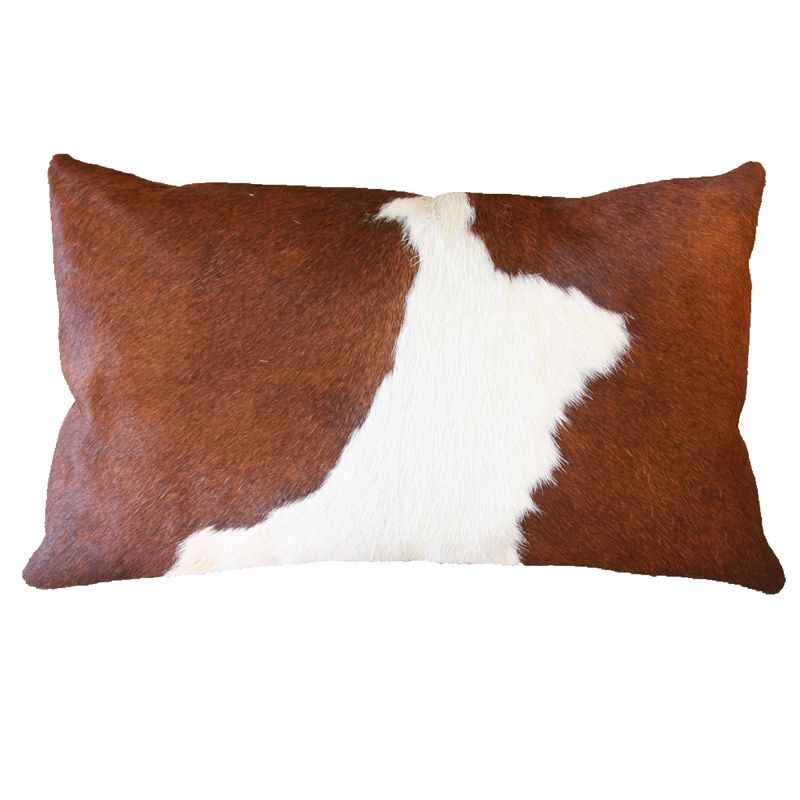 Luxury Cowhide Throw Pillow Cover – European Style Natural Hair-On-Hide Decorative Cushion, Premium Lumbar Pillow for Home & Villa Décor