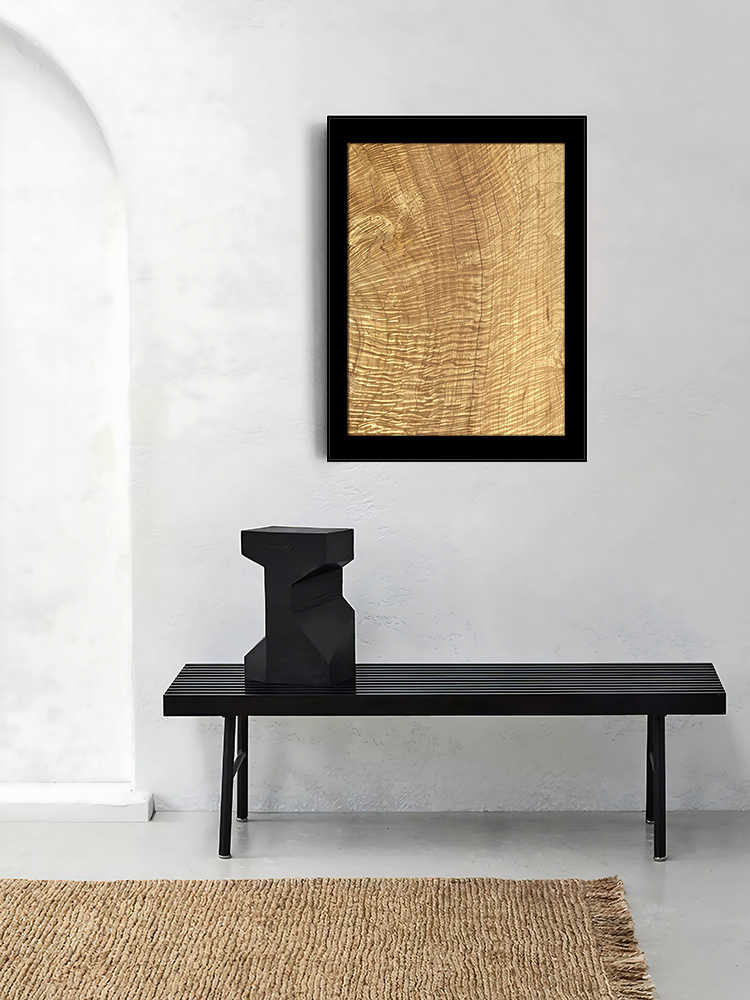 "Golden Phoebe Woodgrain" Vintage-Style Art Print, Silk & Micro-Spray Wall Art for Living Room, Dining Room & Entryway