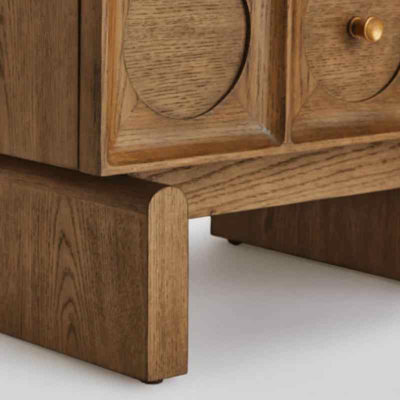 Vintage Oak Bedside Nightstand, Minimalist Modern Solid Wood Drawer Cabinet, Retro Bedside Table – Pre-Assembled