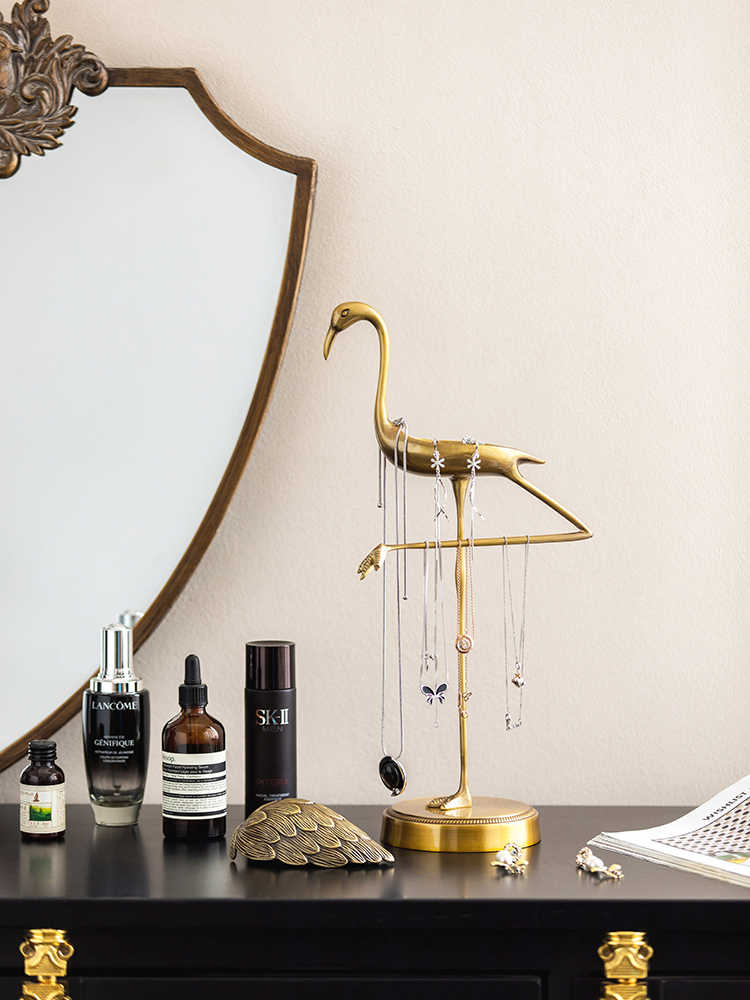 Solid Brass Crane Towel & Tissue Stand, Free-Standing Bird Sculpture Holder for Bathroom, Vanity, or Living Room, Luxury Statue
