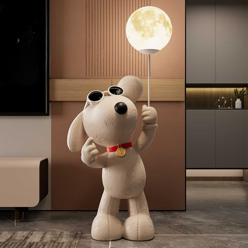 Light-Luxury Beagle Dog Floor Sculpture – High-End Modern Decor for Living Room, Sofa Side, or TV Cabinet