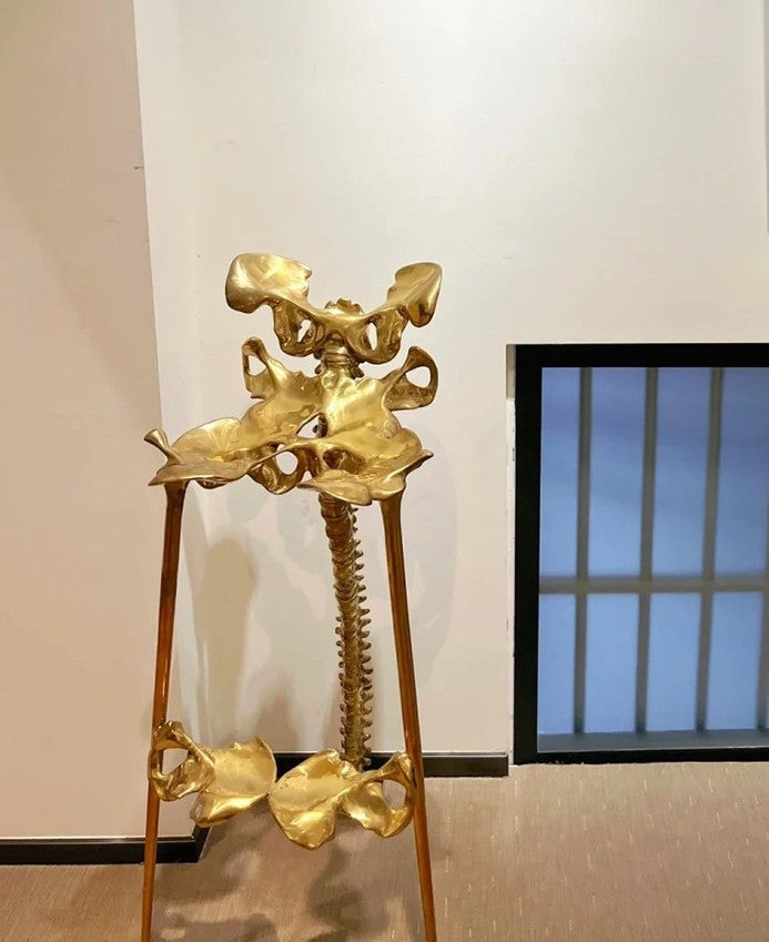 Luxury Brass Bar Stool – Modern Art Skeleton High Chair for Villa, Hotel, Gallery, Café & Bar