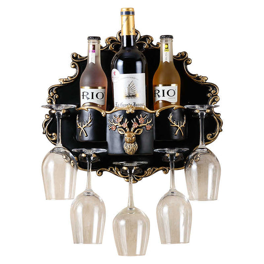 Luxury Multi-Function Peacock Blue Resin Wine Glass Holder, Ornate Crystal Embedded Wine Rack, Decorative High-Stem Glass Stand