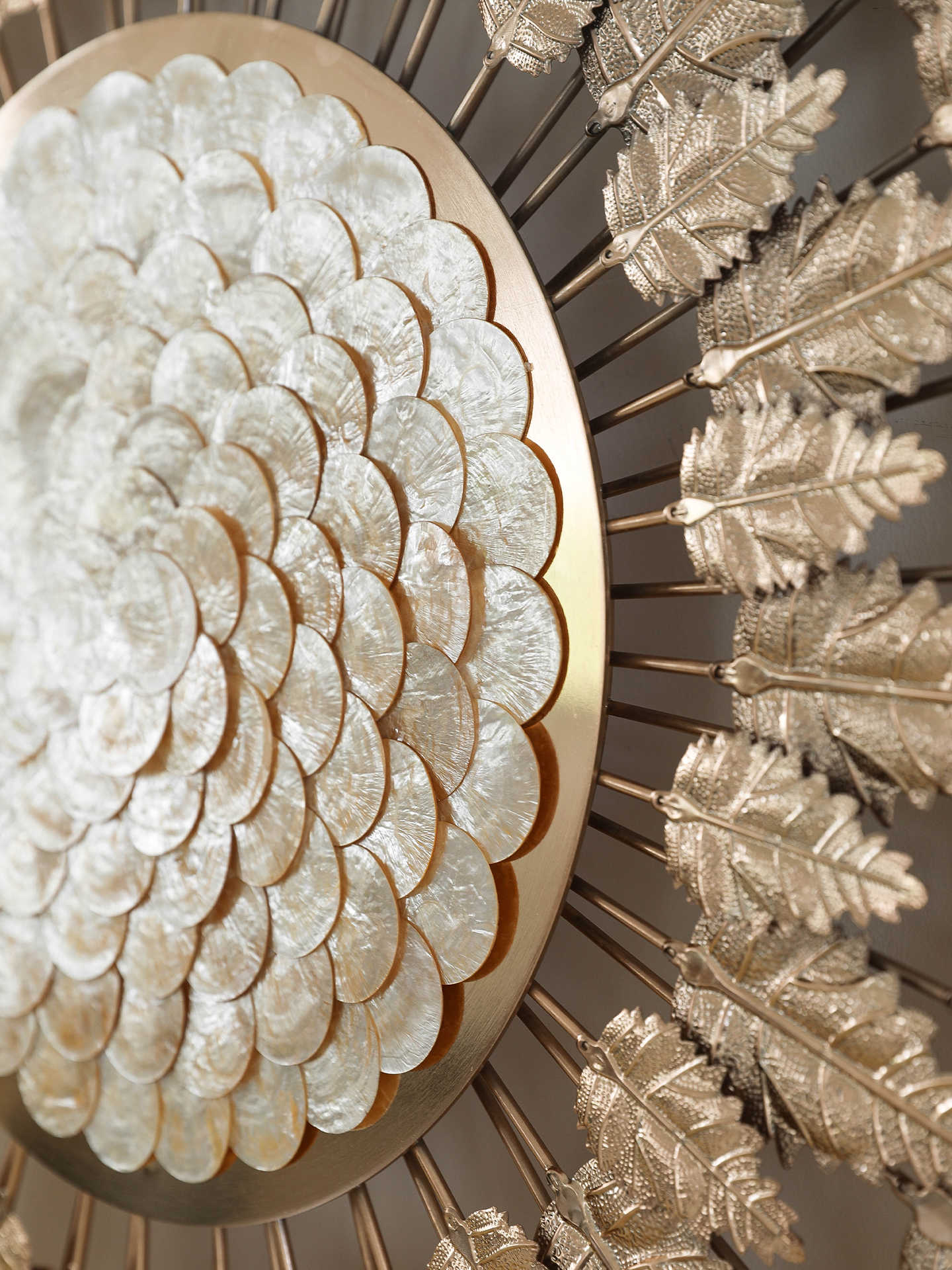 Luxury Gold Leaf and Pearl Shell Tree of Life Metal Wall Art, Decorative Living Room & Dining Room Hanging Sculpture