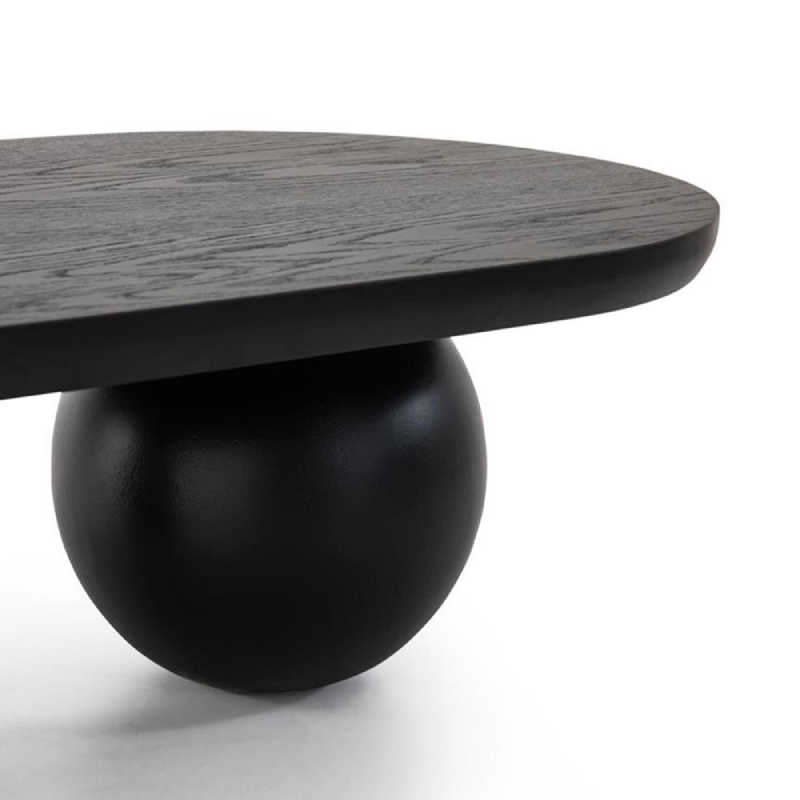 Minimalist Designer Oval Coffee Table, Modern Solid Wood Black Artistic Living Room Table, Custom Statement Centerpiece