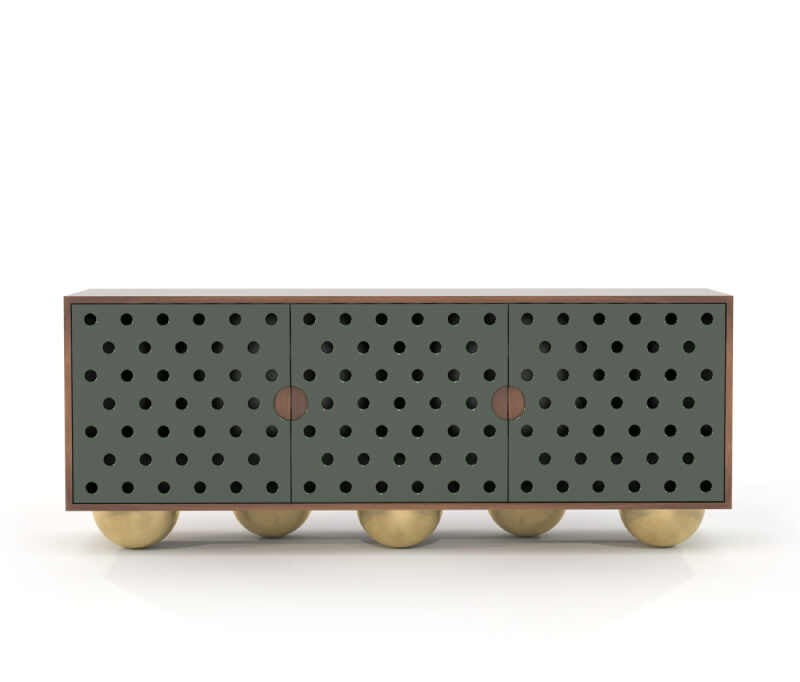 Minimalist Sideboard Cabinet, Creative Entryway Buffet with Gold Ball Legs, Modern Living Room Storage