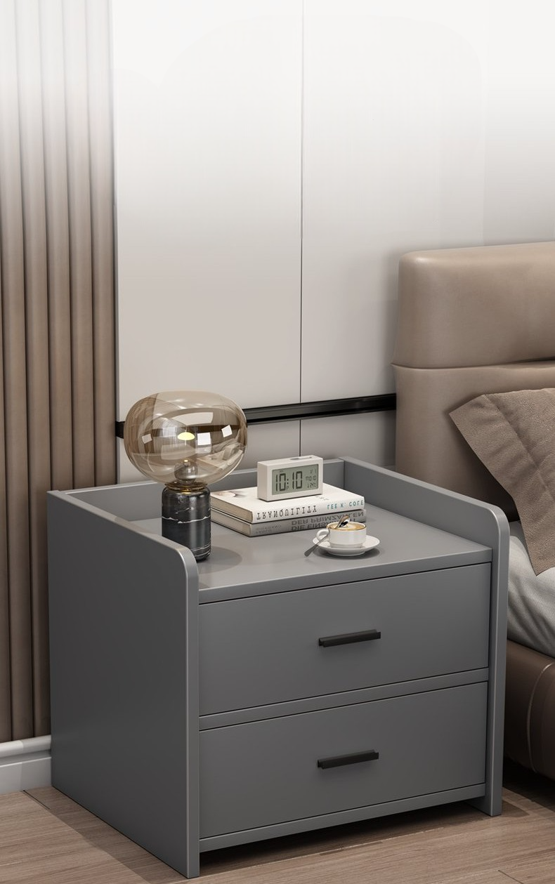 Modern Luxury Bedside Table – Compact Storage Cabinet with Drawer & Open Shelf, Minimalist Nightstand for Bedroom/Rental
