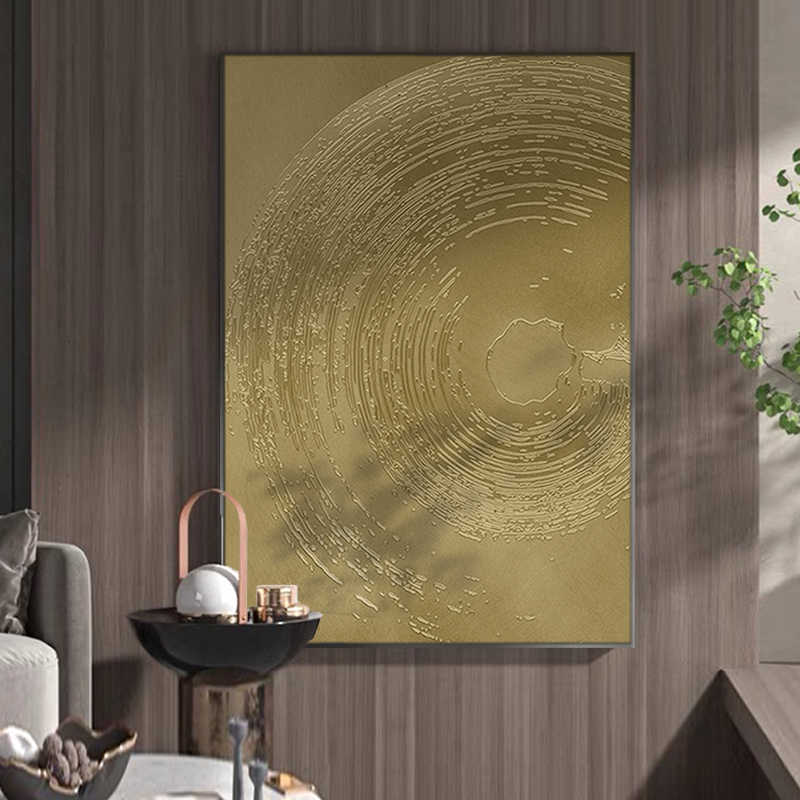 Luxury Gold Textured Metal Wall Art, Modern Abstract Embossed Panel, Large Faux Bronze Decorative Picture for Entryway Living Room Bedroom